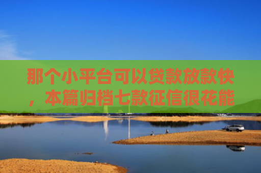 那个小平台可以贷款放款快，本篇归档七款征信很花能下款小额网贷
